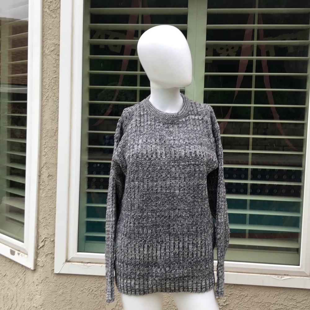 Vintage Trend Basics Gray Thick Knit Crewneck Sweater SzM